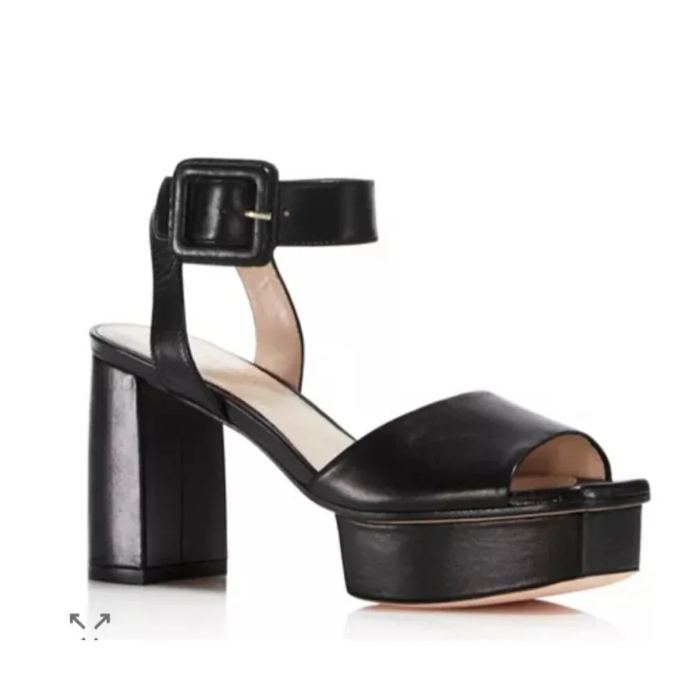 Stuart Weitzman Women's Newdeal Leather Platform Ankle Strap Sandals Size 9 M
